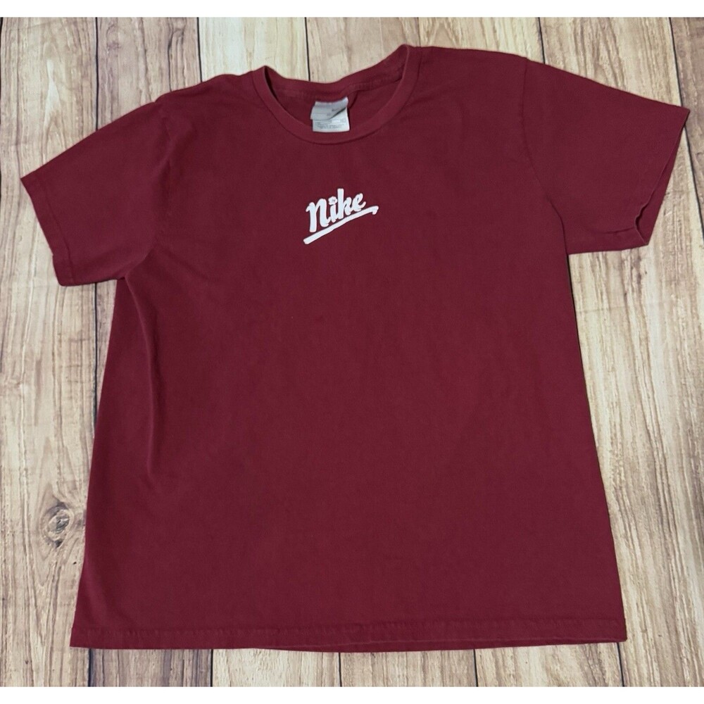 Vintage Y2K Nike T-Shirt Adult XL Red Spellout Design Silver Label